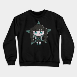 Cute Black Haired Wiccan Girl Crewneck Sweatshirt